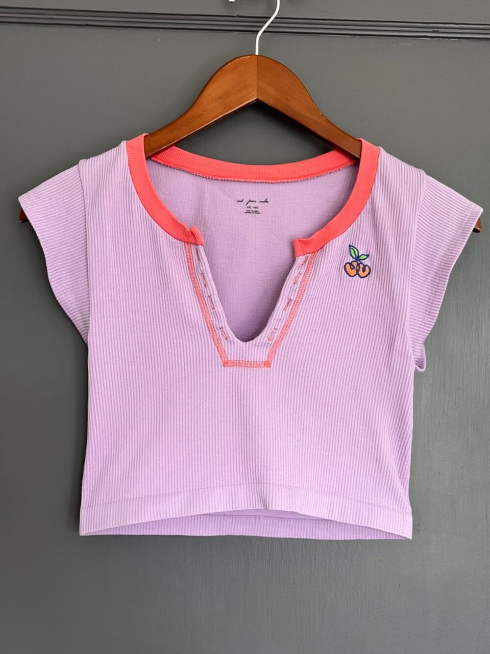 Urban Outfitters Out From Under Go For Gold M Crop Top Ribbed Lavender Cherries